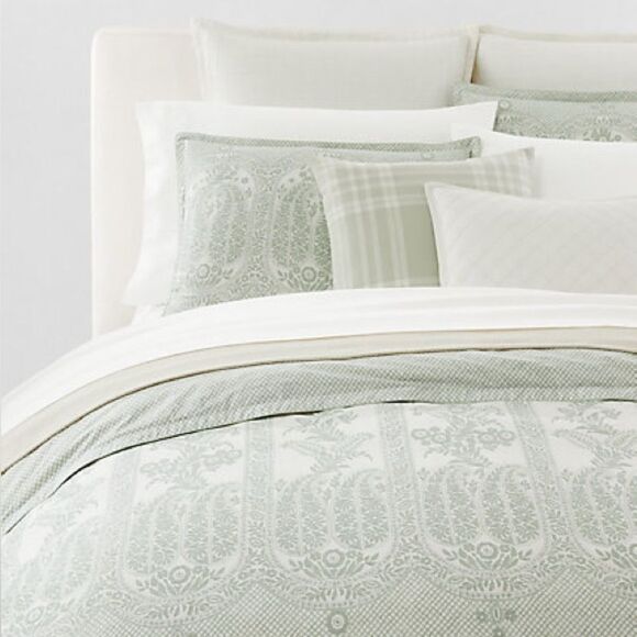 Ralph Lauren RL Linen Contrast Full/Queen Duvet Cover in White, NWT - Picture 1 of 7
